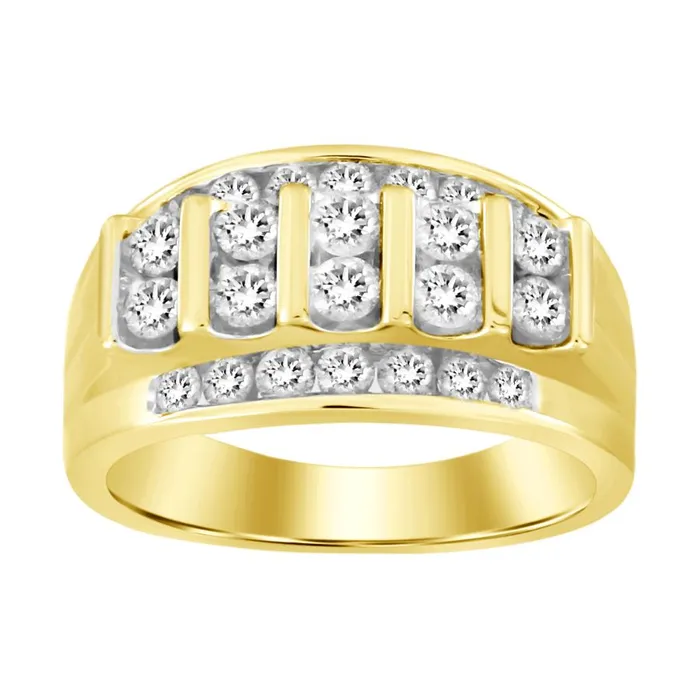 MENS BAND 150CT ROUND DIAMOND 14K YELLOW GOLD AV Rings