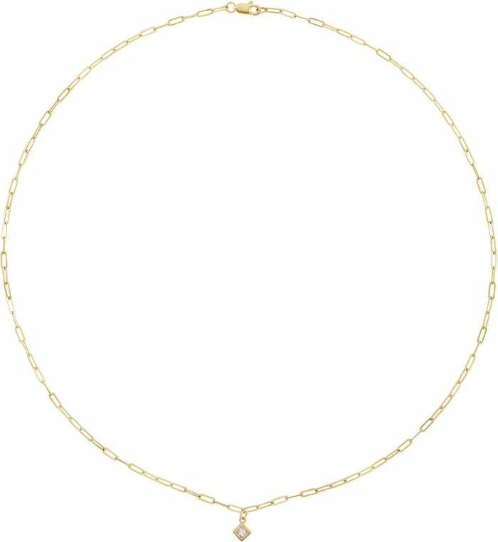 Micro BezelSet Natural Princess or Round Diamond 16 or 18 Necklace Solid 14K Yellow White Rose Gold Storyteller by Vintage Magnality Necklaces Micro BezelSet Natural Princess or Round Diamond 16 or 18 Necklace Solid 14K Yellow White Rose Gold Storyteller by Vintage Magnality Necklaces