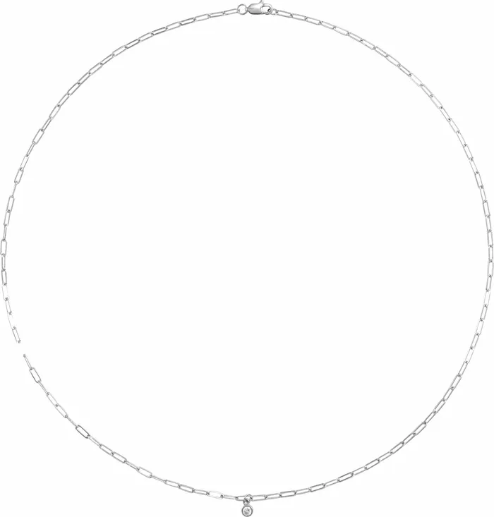 Micro BezelSet Natural Princess or Round Diamond 16 or 18 Necklace Solid 14K Yellow White Rose Gold Storyteller by Vintage Magnality Necklaces