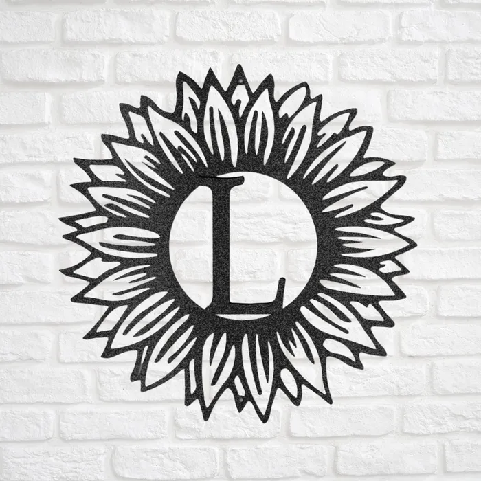 My Easy Monogram Sunflower Initial Letter Metal Sign Family Name Sign Initial Wall Decor Front Porch Name Sign Necklaces