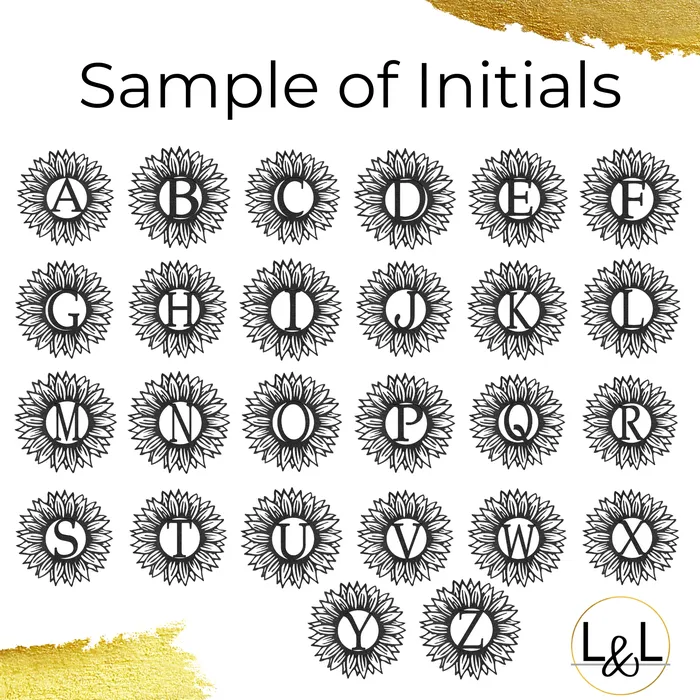 My Easy Monogram Sunflower Initial Letter Metal Sign Family Name Sign Initial Wall Decor Front Porch Name Sign Necklaces