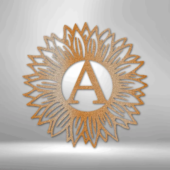 My Easy Monogram Sunflower Initial Letter Metal Sign Family Name Sign Initial Wall Decor Front Porch Name Sign Necklaces