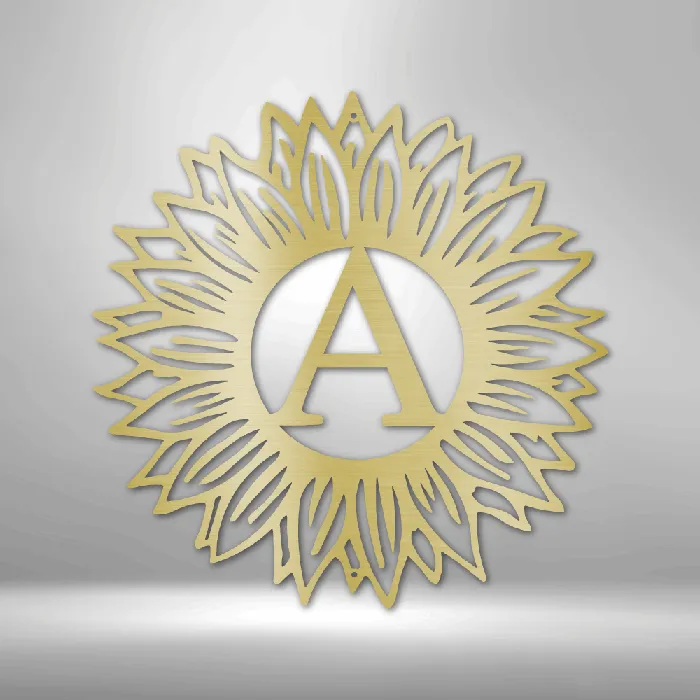 My Easy Monogram Sunflower Initial Letter Metal Sign Family Name Sign Initial Wall Decor Front Porch Name Sign Necklaces