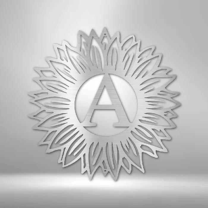 My Easy Monogram Sunflower Initial Letter Metal Sign Family Name Sign Initial Wall Decor Front Porch Name Sign Necklaces