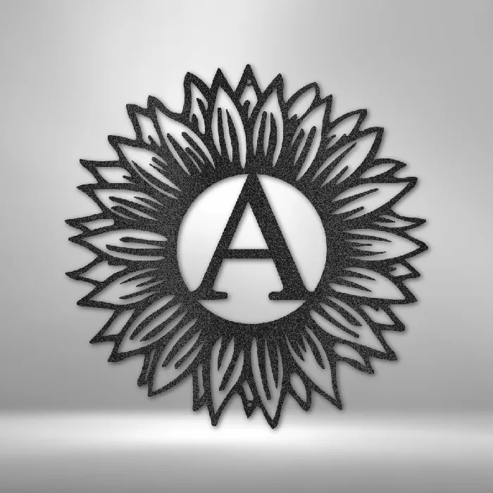 My Easy Monogram Sunflower Initial Letter Metal Sign Family Name Sign Initial Wall Decor Front Porch Name Sign Necklaces