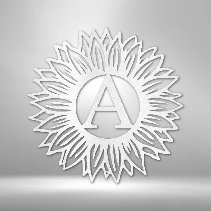 My Easy Monogram Sunflower Initial Letter Metal Sign Family Name Sign Initial Wall Decor Front Porch Name Sign Necklaces