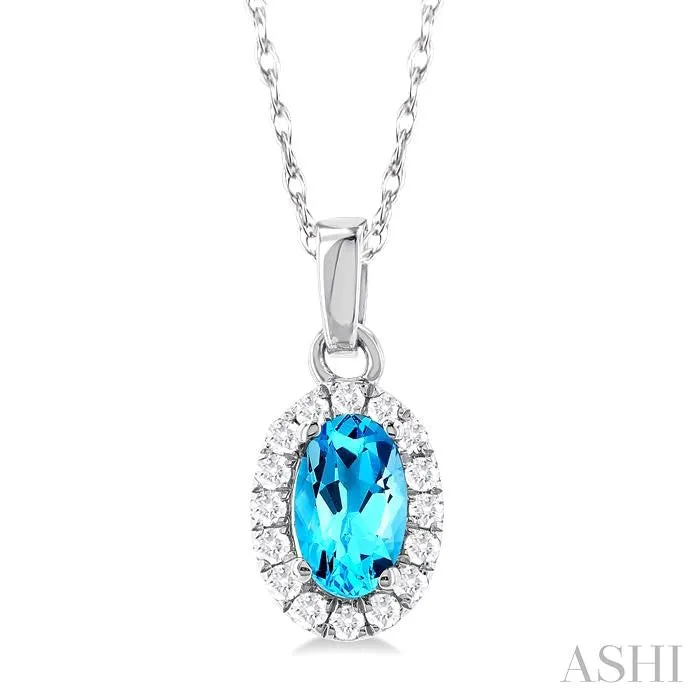 Necklaces ASHI DIAMONDS 10K White Gold 07ctw Halo Style Blue Topaz Necklace