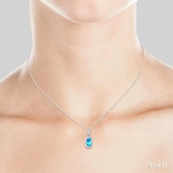 Necklaces ASHI DIAMONDS 10K White Gold 07ctw Halo Style Blue Topaz Necklace Necklaces ASHI DIAMONDS 10K White Gold 07ctw Halo Style Blue Topaz Necklace