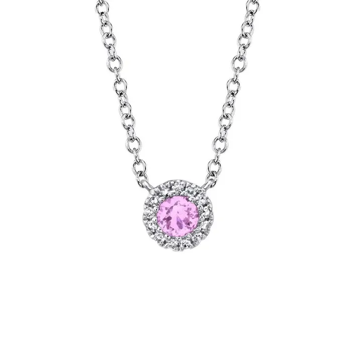 Necklaces Bliss Pink Sapphire and Diamond Pendant Necklace SHY CREATION