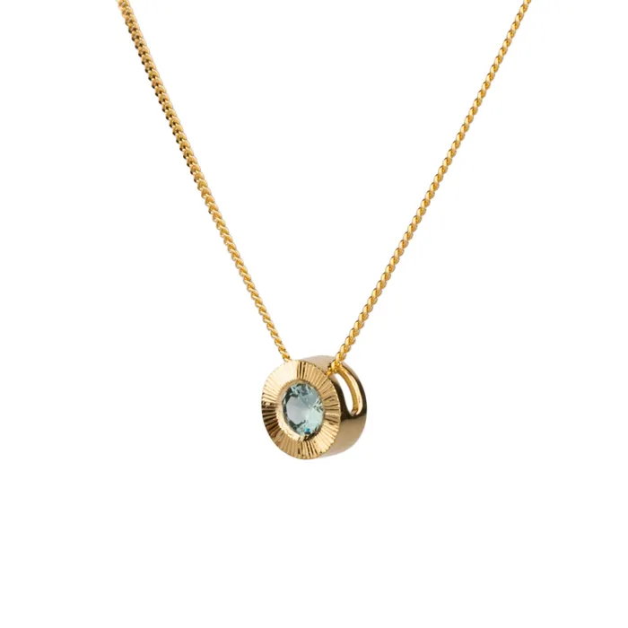 Necklaces Corey Egan Light Teal Montana Sapphire Medium Aurora Necklace in Yellow Gold