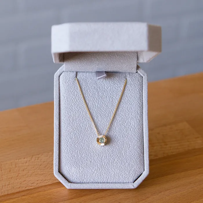 Necklaces Corey Egan Light Teal Montana Sapphire Medium Aurora Necklace in Yellow Gold