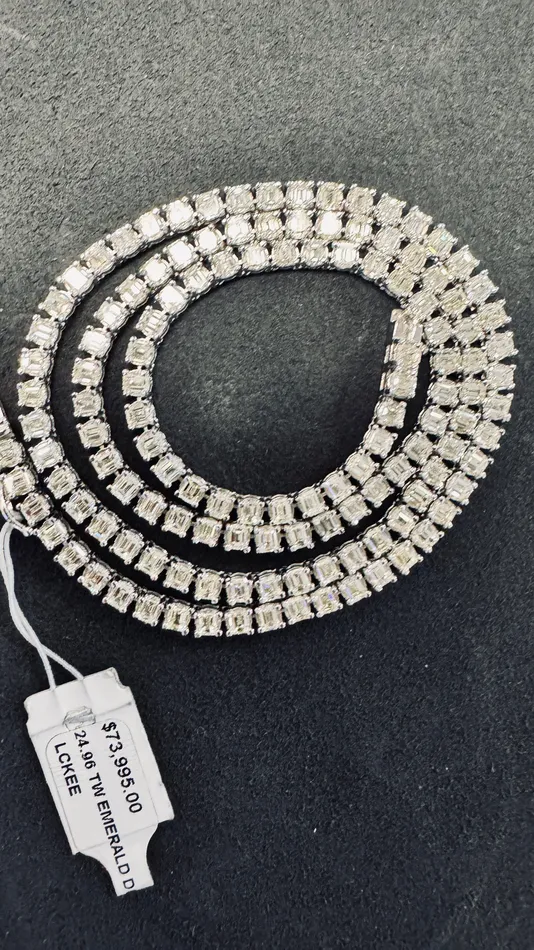 Necklaces Crown Jewels Coin Emerald Cut Diamond Tennis Necklace 25 ctw Special
