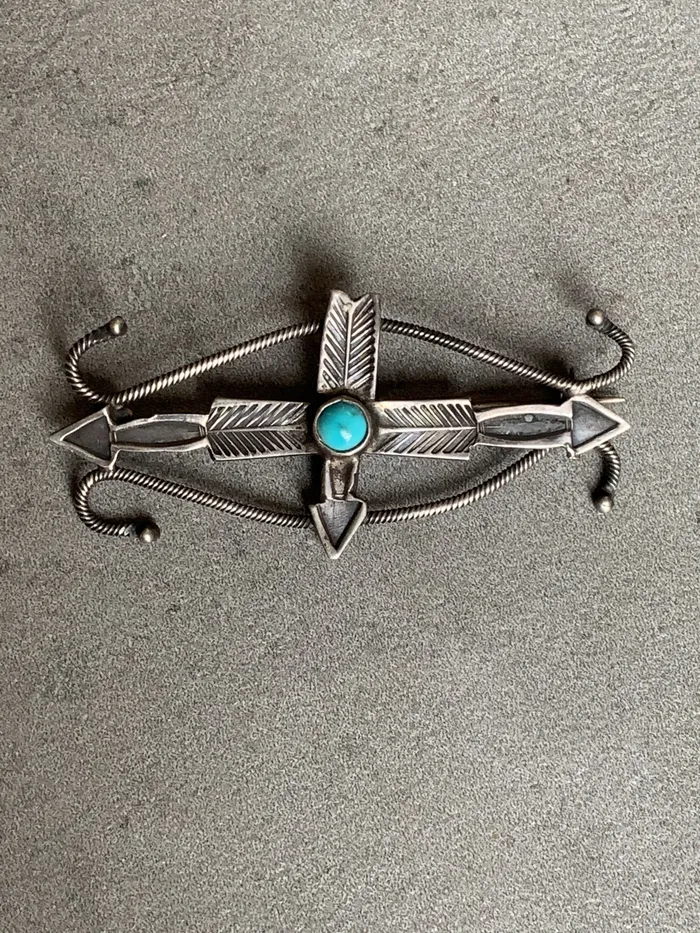 Necklaces Crown Jewels Coin Fred Harvey Era Sterling Bow Arrow Pendant