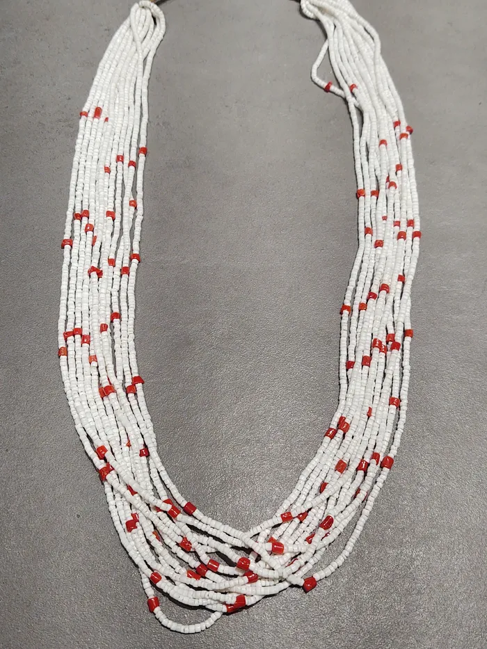 Necklaces Crown Jewels Coin Marilyn Moquino Kewa Coral White Clam 12Strand Necklace Handmade Native American Necklaces Crown Jewels Coin Marilyn Moquino Kewa Coral White Clam 12Strand Necklace Handmade Native American