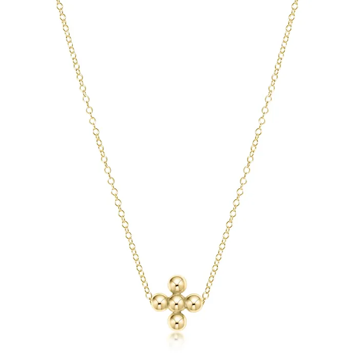 Necklaces enewton 16 Necklace Gold Classic Signature Cross 3mm Bead Gold