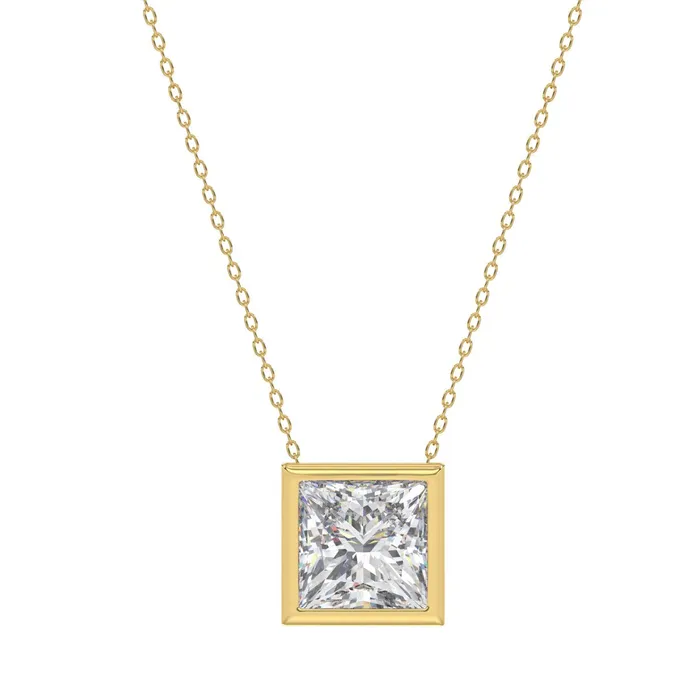 Necklaces Ethos LADIES SOLITAIRE PENDANT 2CT PRINCESS DIAMOND 14K YELLOW GOLD Necklaces Ethos LADIES SOLITAIRE PENDANT 2CT PRINCESS DIAMOND 14K YELLOW GOLD