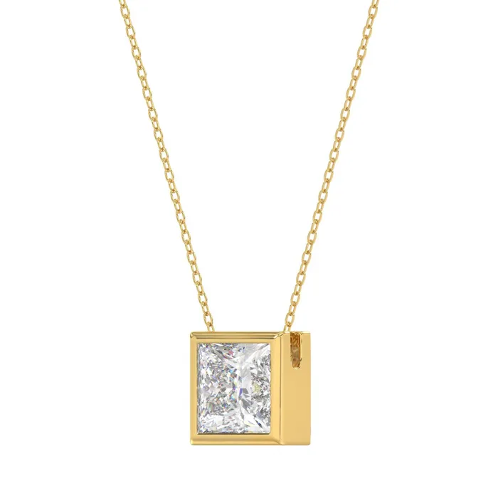 Necklaces Ethos LADIES SOLITAIRE PENDANT 2CT PRINCESS DIAMOND 14K YELLOW GOLD Necklaces Ethos LADIES SOLITAIRE PENDANT 2CT PRINCESS DIAMOND 14K YELLOW GOLD