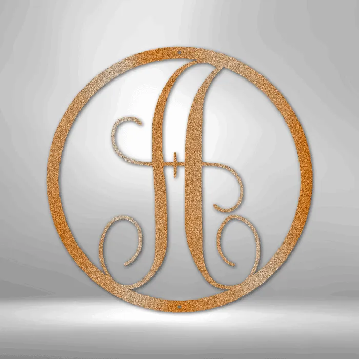 Necklaces Fancy Initial Letter Circle Metal Sign Family Name Sign Initial Wall Decor Front Porch Name Sign My Easy Monogram
