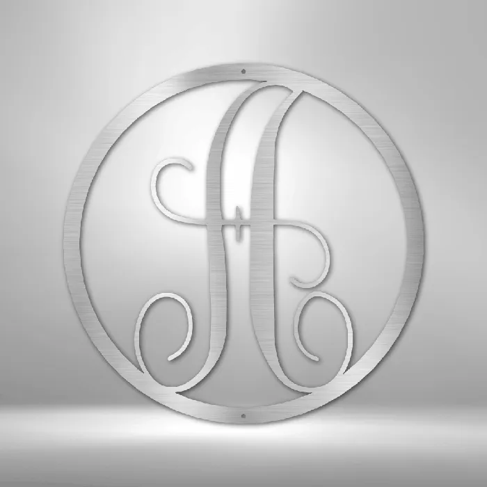 Necklaces Fancy Initial Letter Circle Metal Sign Family Name Sign Initial Wall Decor Front Porch Name Sign My Easy Monogram