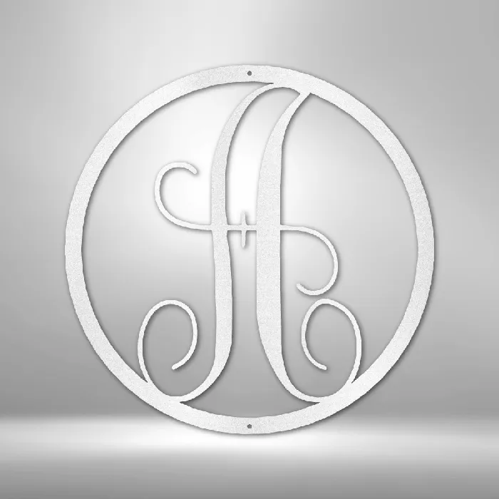 Necklaces Fancy Initial Letter Circle Metal Sign Family Name Sign Initial Wall Decor Front Porch Name Sign My Easy Monogram