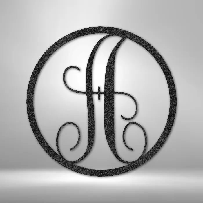 Necklaces Fancy Initial Letter Circle Metal Sign Family Name Sign Initial Wall Decor Front Porch Name Sign My Easy Monogram