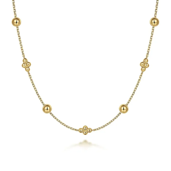 Necklaces GABRIEL CO 14K Yellow Gold 175 Adjustable Bujukan Style Station Necklace