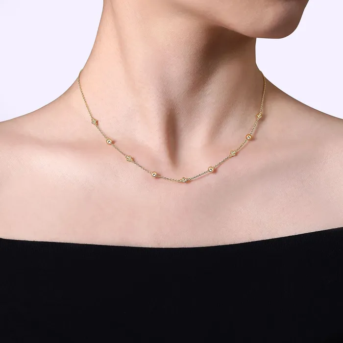 Necklaces GABRIEL CO 14K Yellow Gold 175 Adjustable Bujukan Style Station Necklace