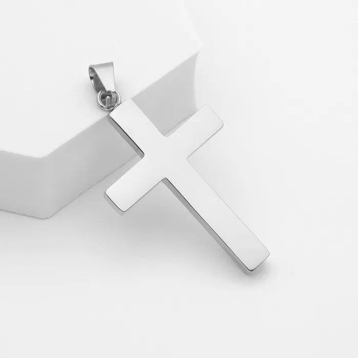 Necklaces Glitters Cross Pendant with CZ Inlaid in the Middle Silver