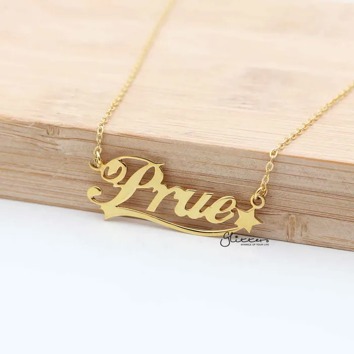 Necklaces Glitters Personalised 24K Gold Plated over Sterling Silver Name Necklace with Decoration Necklaces Glitters Personalised 24K Gold Plated over Sterling Silver Name Necklace with Decoration