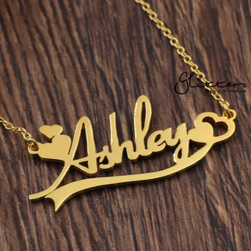 Necklaces Glitters Personalised 24K Gold Plated over Sterling Silver Name Necklace with Decoration