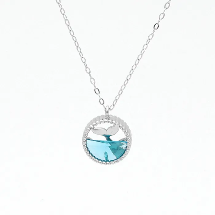 Necklaces Glitters Sterling Silver Whale Tail Pendant Necklace