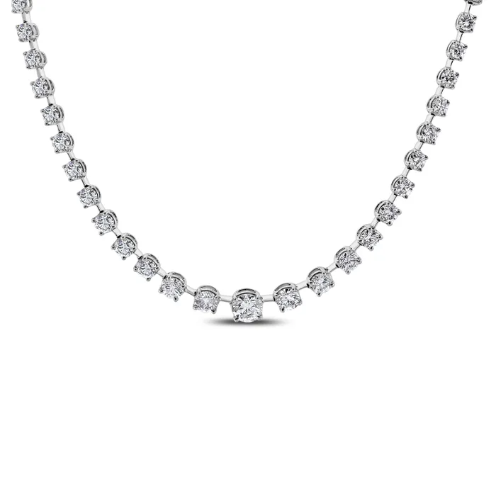 Necklaces Graduated Space Riviera Tennis Necklace 1476 ct Diamonds in Platinum Beauvince