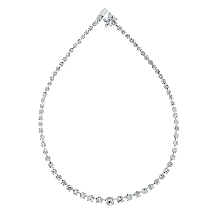 Necklaces Graduated Space Riviera Tennis Necklace 1476 ct Diamonds in Platinum Beauvince