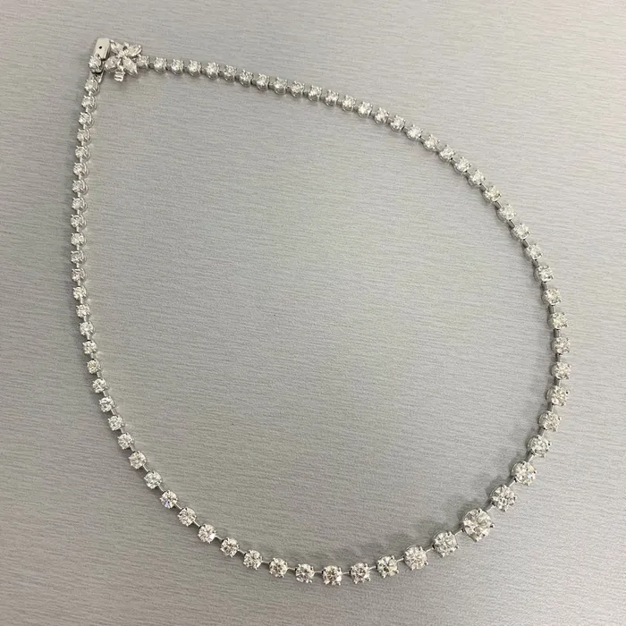 Necklaces Graduated Space Riviera Tennis Necklace 1476 ct Diamonds in Platinum Beauvince