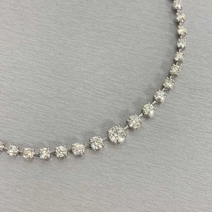 Necklaces Graduated Space Riviera Tennis Necklace 1476 ct Diamonds in Platinum Beauvince