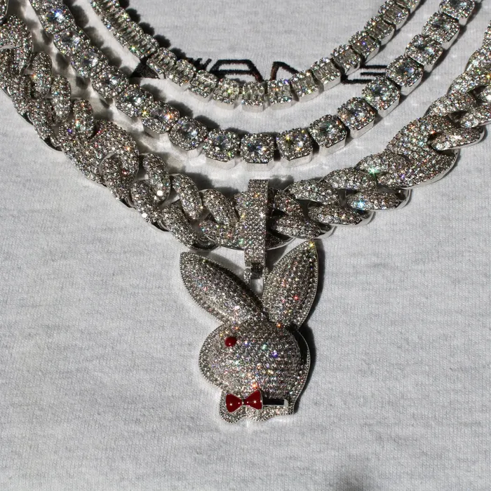 Necklaces Iced Out Bunny Pendant 925 Silver The Icetruck