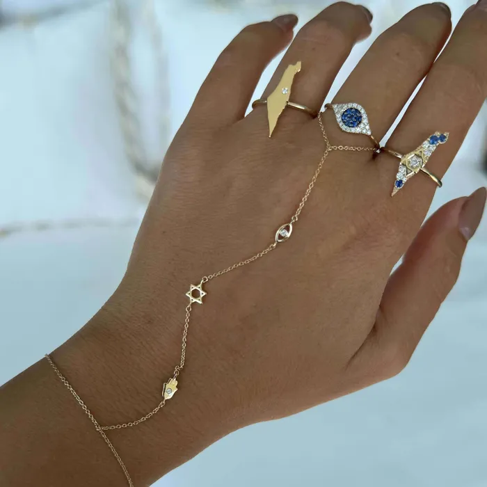 Necklaces Izakov Diamonds Fine Jewelry 14K Gold Petite Hamsa Evil Eye Star Of David Diamond Hand Chain Necklaces Izakov Diamonds Fine Jewelry 14K Gold Petite Hamsa Evil Eye Star Of David Diamond Hand Chain
