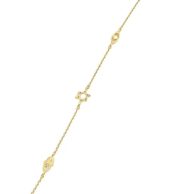 Necklaces Izakov Diamonds Fine Jewelry 14K Gold Petite Hamsa Evil Eye Star Of David Diamond Hand Chain