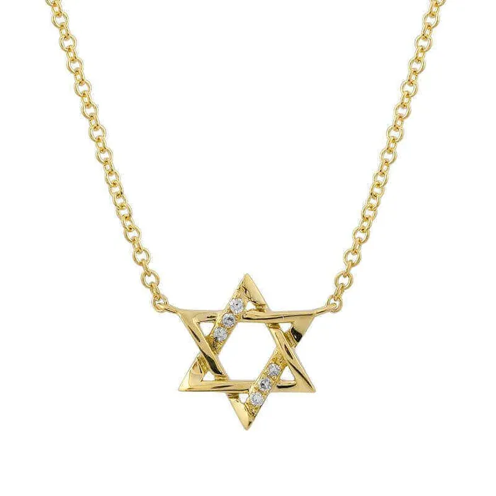 Necklaces Izakov Diamonds Fine Jewelry 14K Gold Small Diamond Accented Star of David Necklace