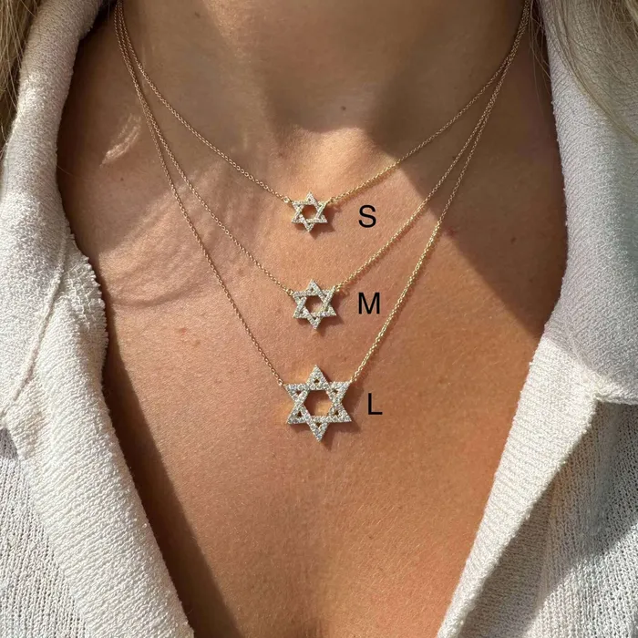 Necklaces Izakov Diamonds Fine Jewelry 14K Gold Star Of David Diamond Necklace
