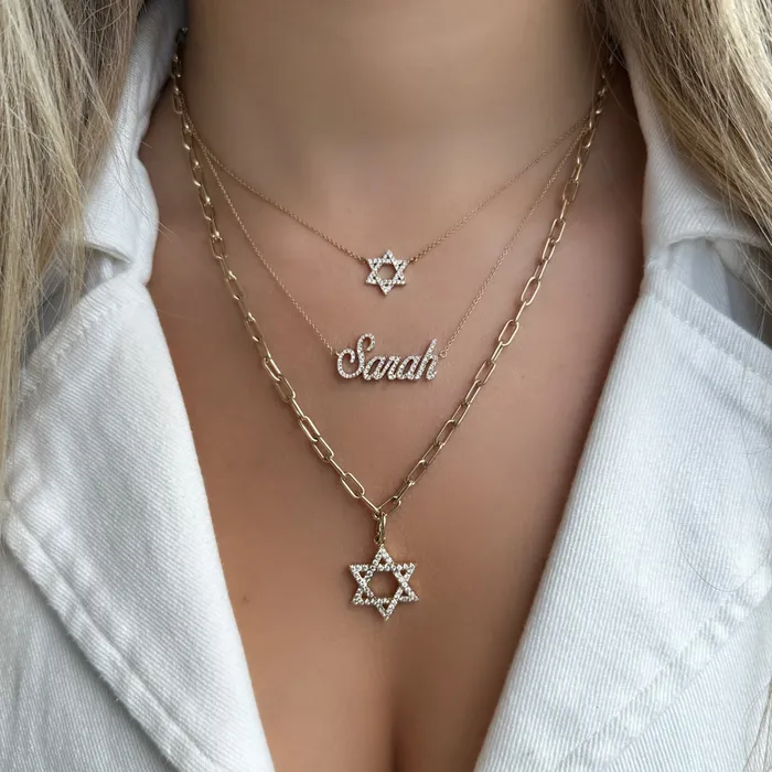 Necklaces Izakov Diamonds Fine Jewelry 14K Gold Star Of David Diamond Necklace