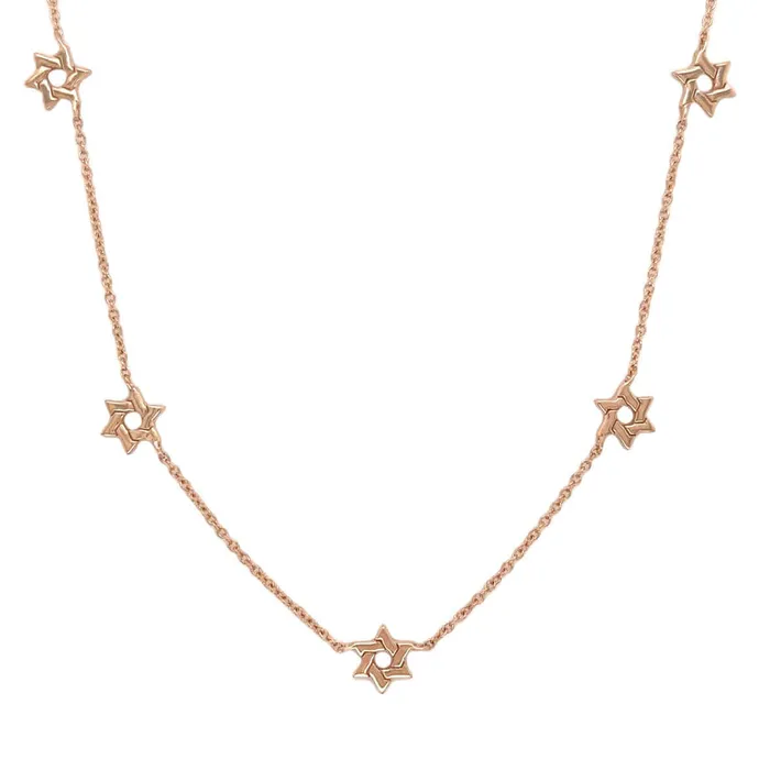 Necklaces Izakov Diamonds Fine Jewelry 14K Gold Stars of David Station Necklace