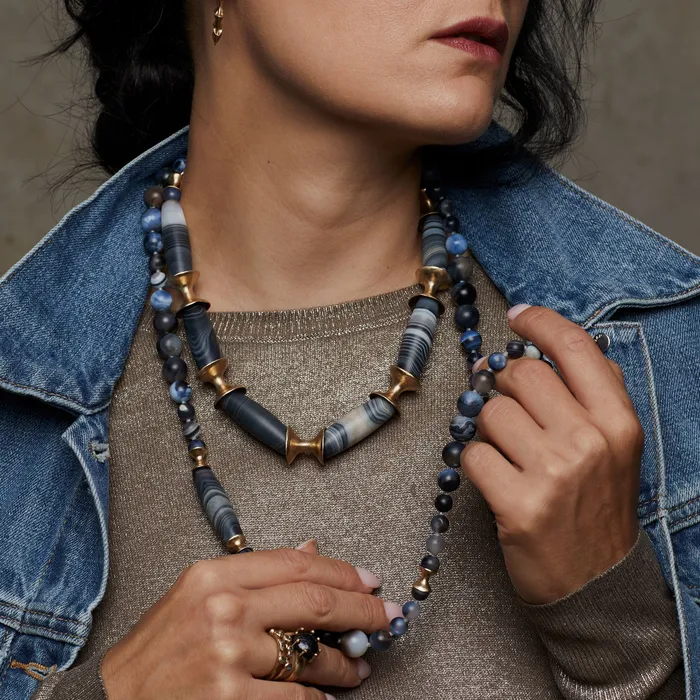 Necklaces Julie Cohn Design STORM AGATE BRONZE NECKLACE