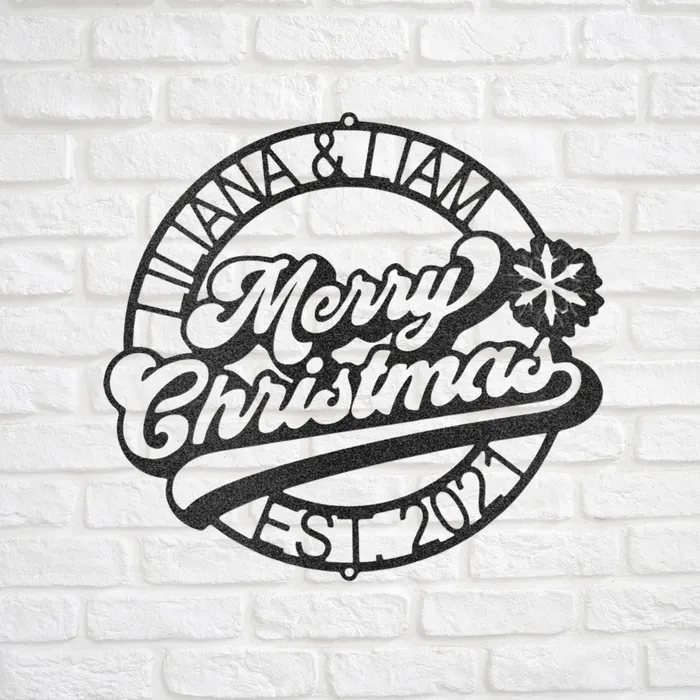 Necklaces My Easy Monogram Personalized Merry Christmas Metal Wall Sign Christmas Decor Custom Holiday Decor Custom Name Sign Holiday Gift