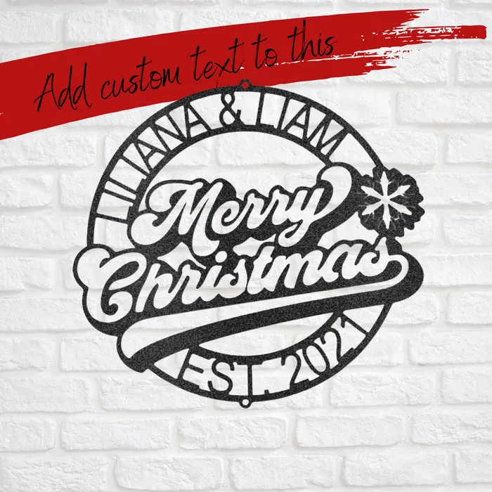 Necklaces My Easy Monogram Personalized Merry Christmas Metal Wall Sign Christmas Decor Custom Holiday Decor Custom Name Sign Holiday Gift