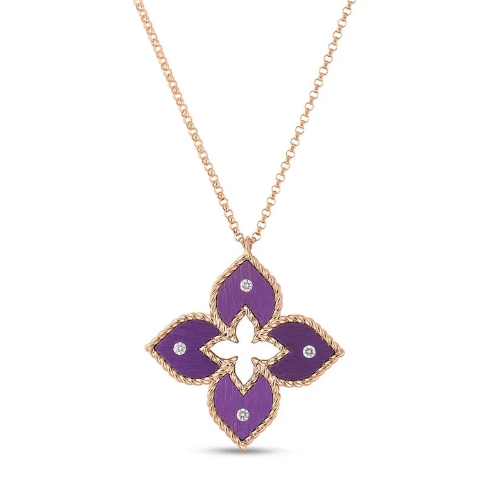 Necklaces ROBERTO COIN 18K Rose Gold Venetian Princess Small Purple Necklace Necklaces ROBERTO COIN 18K Rose Gold Venetian Princess Small Purple Necklace