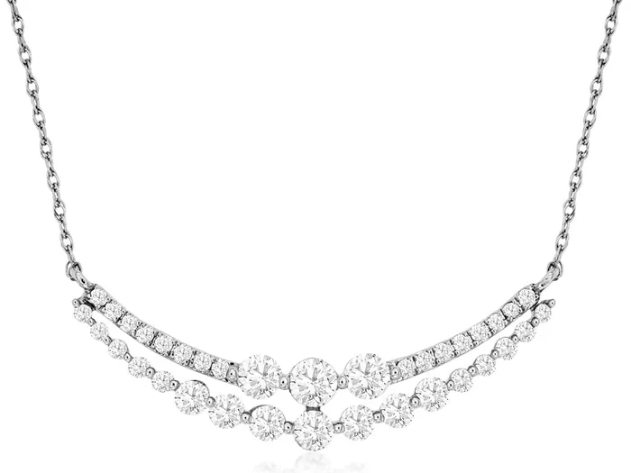 Necklaces ROYAL JEWELRY MFG INC Royal 14K White Gold 075ctw Curved Bar Style Necklace