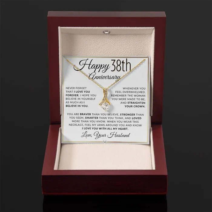 Necklaces ShineOn Fulfillment 38th Anniversary Gift For Wife Anniversary Gift Idea For Your Wife Drop Pendant Necklace Heartfelt Anniversary Message
