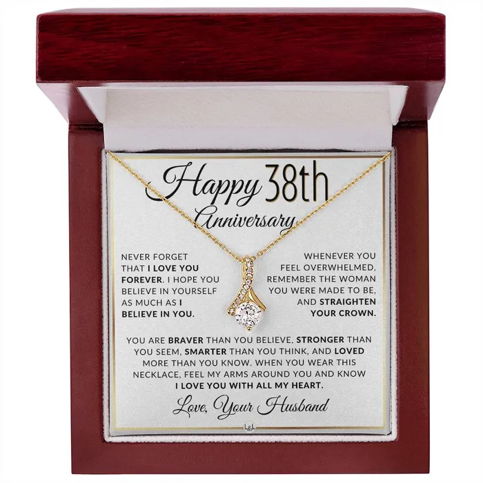 Necklaces ShineOn Fulfillment 38th Anniversary Gift For Wife Anniversary Gift Idea For Your Wife Drop Pendant Necklace Heartfelt Anniversary Message