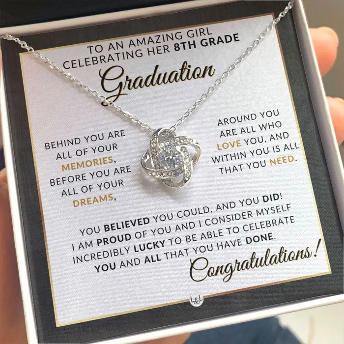Necklaces ShineOn Fulfillment 8th Grade Graduation Gifts For Her Meaningful Milestone Necklace 2024 Middle School Graduation Gift For Her
